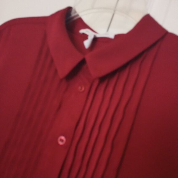 BCBG Rich Burgundy Silky Swing Tunic Shirt Dress sz M - Picture 3 of 14